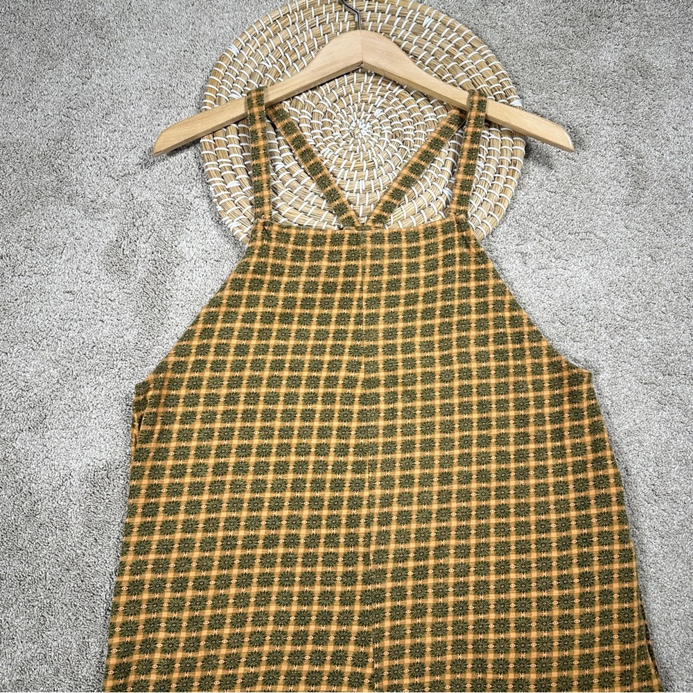 Known Supply Women’s Organic Cotton Cadence Overall Retro in Apricot Plaid M - Picture 4 of 14